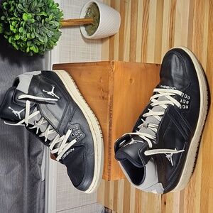 Nike, Air Jordan Flight 1, Black Gray White, Mid Basketball Shoes